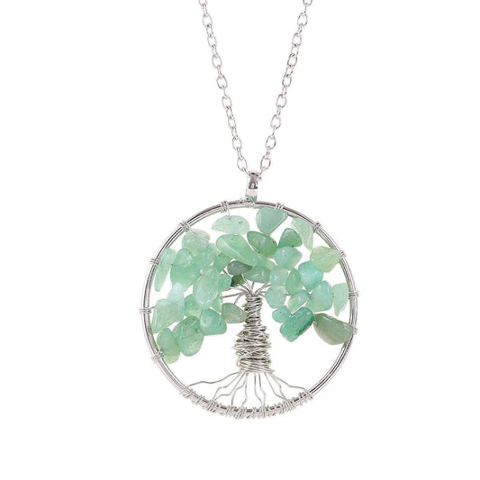 Natural Crystal Gravel Hand-wound Tree Of Life Fortune Tree Necklace - zenfulharmony.com