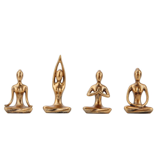 Leekung Yoga Statue Meditation Zen Decor - Yoga Statues for Home Decor,Small Yoga Figurines for Spiritual Room Decorations,Set of 4 Yoga Pose Statue Shelf Decor Accents Gold Color - zenfulharmony.com