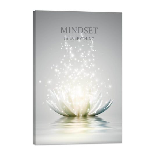 Lotus Flower Wall Art Canvas Mindset Motivational Quotes Poster for Zen Office Wall Decor Spiritual Meditation Prints Artwork Framed (20 x 30inches) - zenfulharmony.com
