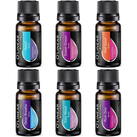 O'linear Essential Oils 6 Blends Set - Perfect for Humidifiers and Diffusers, Aromatherapy Diffuser Oils Scents, Essential Oil Kit for Home Use, Essential Oil Pack with Various Scents - zenfulharmony.com