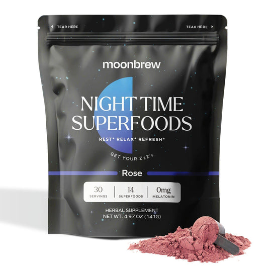 MoonBrew Magnesium Sleep Tea: Natural Melatonin-Free Sleep Aid | 14 Superfoods with Magnesium Glycinate & Adaptogens | Keto, Whole30 & Vegan | Enjoy Hot or Cold - 30 Servings - zenfulharmony.com