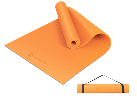 Primasole Yoga Mat with Carry Strap for Yoga Pilates Fitness and Floor Workout at Home and Gym 1/4 thick(Coral Red Orenge Color) PSS91NH008A - zenfulharmony.com