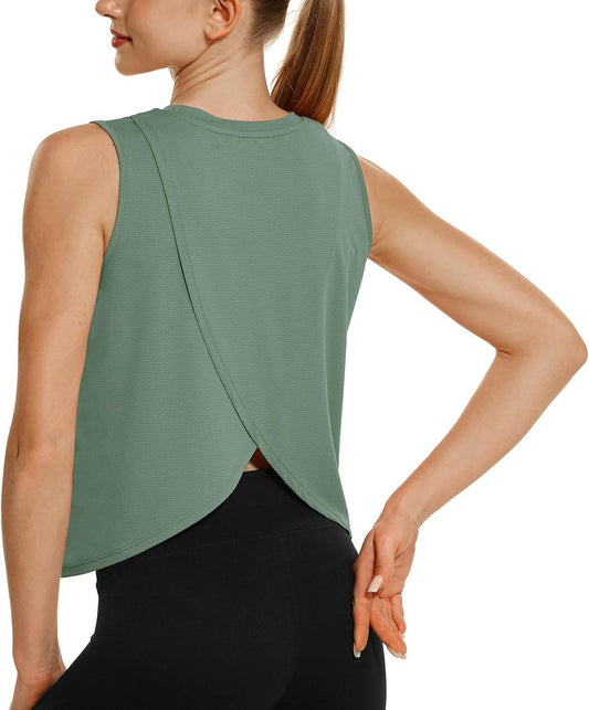 HODOSPORTS Workout Tops for Women UPF 50+ Open Back Sleeveless Tank Tops Quick Dry Athletic Gym Yoga Shirts Loose Fit - zenfulharmony.com