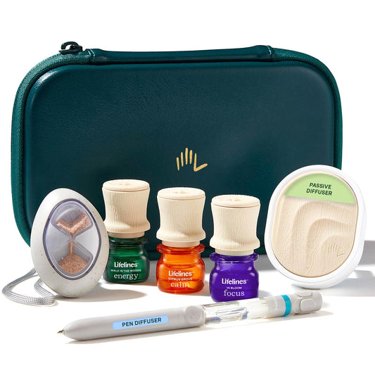 Lifelines Sensory Essentials Travel Set - Includes Everyday Aromatherapy Diffuser, Fidget Grounding Stone, Pen Diffuser & 3 Essential Oil Blends - Unique Sensory Gifts for Women & Men - zenfulharmony.com