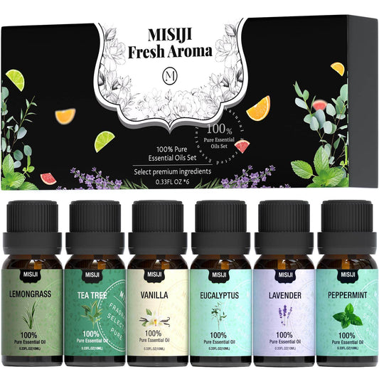 MISIJI Essential Oils Set Top 6 Aromatherapy-Essential Oils for Diffuser for Home,Air Freshening Diffuser Oils Scents for Aromatherapy,Laundry,Candle&Soap Making,Humidifiers 6 X 10ML - zenfulharmony.com