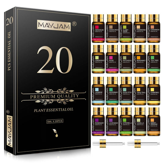 MAYJAM Tea Tree 20 Pcs Pure Essential Oil Gift Set, for Diffuser, Humidifiers, Skin Care, Massage, Fragrance Oil Scent for DIY Candle and Soap Making, Gift for Friend (5ML) - zenfulharmony.com