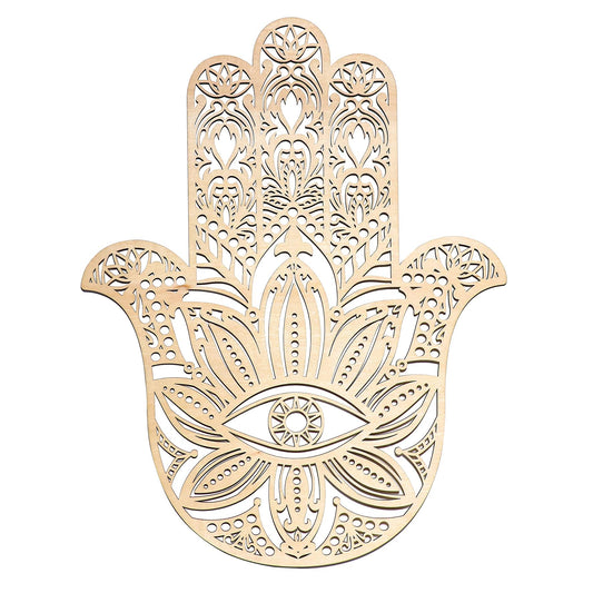 Fourth Level MFG 12" Hamsa, Sacred Geometry Wood Wall Art, Zen Home Decor and Meditation Symbol, Evil Eye Wall Decor, Hamsa Hand Protector,Spiritual Gift for Baptism, Wedding, Housewarming - zenfulharmony.com
