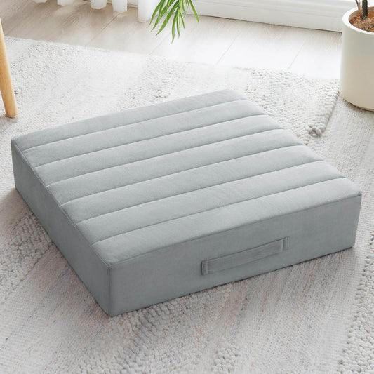 JKMAX 22 inches Floor Pillow for Adults - Large Meditation Cushion with Thick Foam & Soft Tufted Cover - Premium Outdoor Square Floor Cushion Seat - Yoga Pillows for Sitting On Floor - Light Gray - zenfulharmony.com