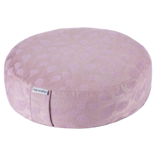 Halotribe Meditation Cushion, Comfortable Meditation Pillow with Peacock Feather Jacquard Cover. Buckwheat Hull Filled Zafu Floor Pillow 16 * 16 * 5 in - zenfulharmony.com