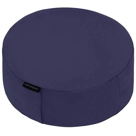 Retrospec Sedona Zafu Meditation Cushion Filled w/Buckwheat Hulls - Yoga Pillow for Meditation Practices - Machine Washable 100% Cotton Cover & Durable Carry Handle; Round, Midnight - zenfulharmony.com