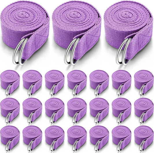 Leyndo 24 Pieces Yoga Strap Stretching Pilates Exercise Adjustable Straps 6 ft Non Elastic Yoga Belt with Adjustable D Ring Buckle for Pilates Gym Workouts Fitness - zenfulharmony.com