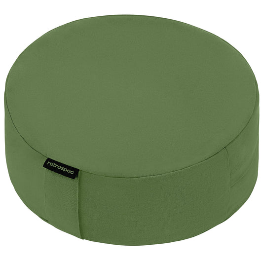 Retrospec Sedona Zafu Meditation Cushion Filled w/Buckwheat Hulls - Yoga Pillow for Meditation Practices - Machine Washable 100% Cotton Cover & Durable Carry Handle; Round, Basil - zenfulharmony.com