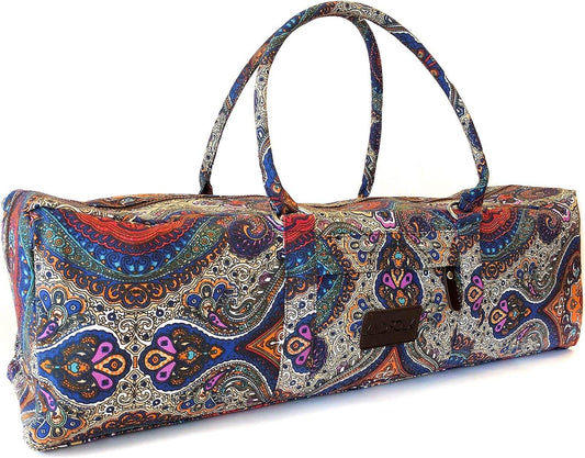 Kindfolk Yoga Mat Duffle Bag Patterned Canvas with Pocket and Zipper - zenfulharmony.com