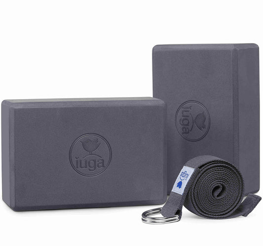 IUGA Yoga Block 2 Pack with Yoga Strap, High Density Yoga Blocks 9”x6”x3”to Improve Strength, Flexibility and Balance, Light Weight and Non-Slip Surface for Yoga, Pilates and Meditation - zenfulharmony.com