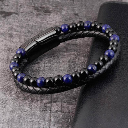 6mm Volcanic Natural Stone Tigereye Beaded Bracelet Men Cowhide String Bracelets - zenfulharmony.com
