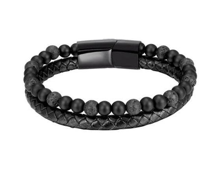 6mm Volcanic Natural Stone Tigereye Beaded Bracelet Men Cowhide String Bracelets - zenfulharmony.com