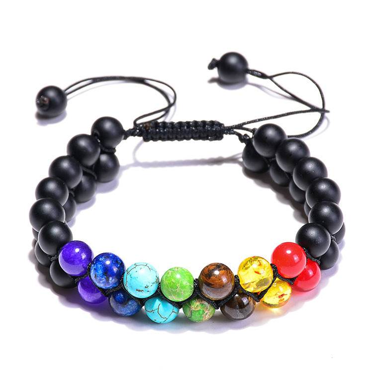 SevenChakra Natural Stone Handmade Braided Double Layer Lava Bracelets - zenfulharmony.com