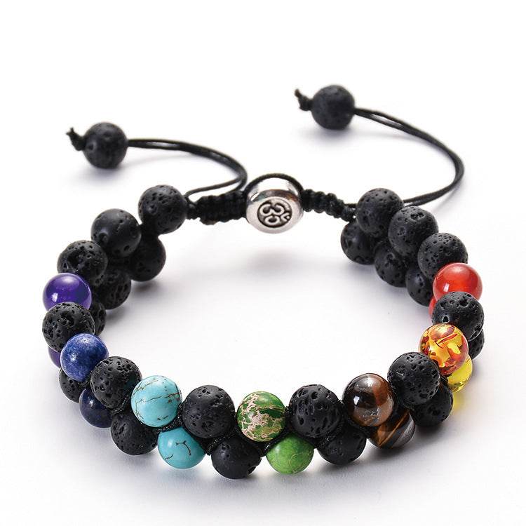 SevenChakra Natural Stone Handmade Braided Double Layer Lava Bracelets - zenfulharmony.com