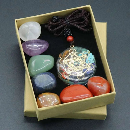 Natural Crystal Chakras Kit Amethyst Stone Healing Meditation Reiki 7