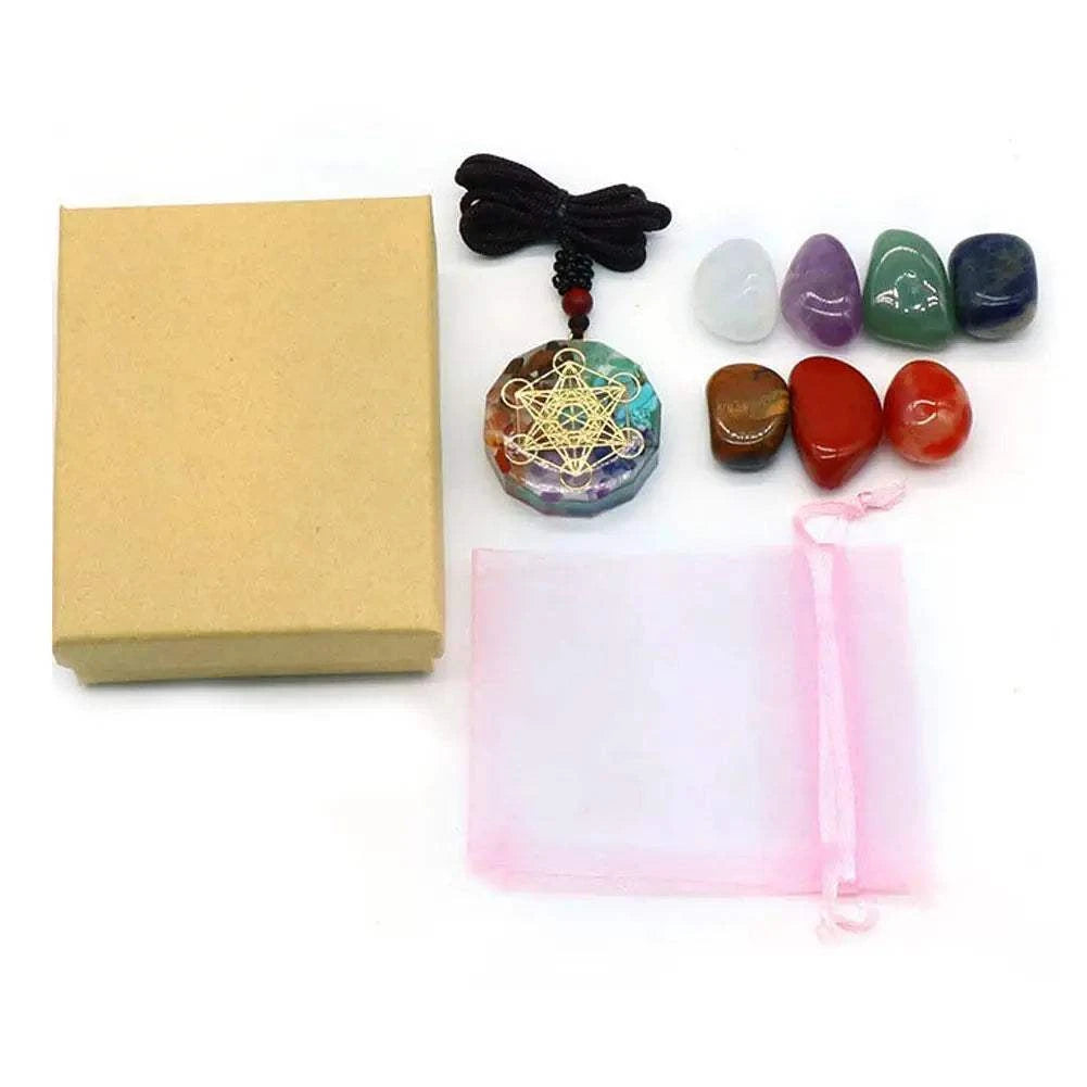 Natural Crystal Chakras Kit Amethyst Stone Healing Meditation Reiki 7