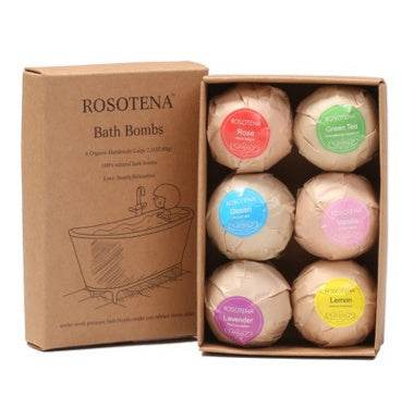 6 pcs Organic Bath Bombs Bubble Bath Mint Lavender Rose Flavor - zenfulharmony.com