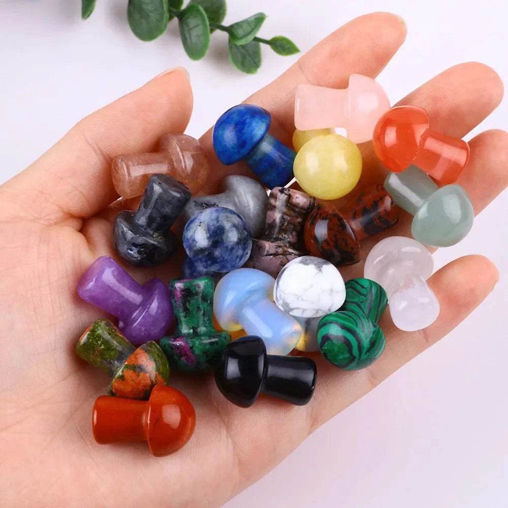 10 pcs Mini Mushroom Figurine Garden Decoration crystal Mineral Craft Natural Stone Healing specimen , meditation Home Decor - zenfulharmony.com
