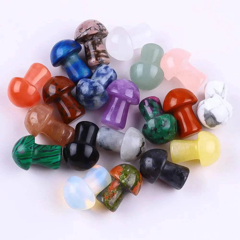 10 pcs Mini Mushroom Figurine Garden Decoration crystal Mineral Craft Natural Stone Healing specimen , meditation Home Decor - zenfulharmony.com