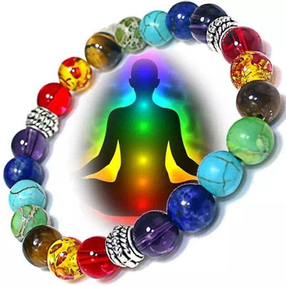 Seven Chakra Beads Bracelet Natural Stones Black Rope Braided Bracelet - zenfulharmony.com