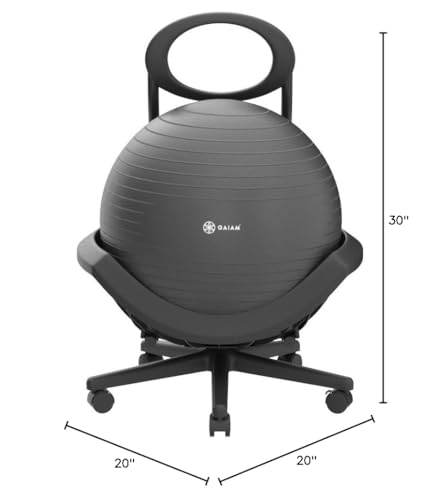 Gaiam Ultimate Balance Ball Chair - Premium Exercise Stability Yoga Ball Ergonomic Chair for Home and Office Desk with Reinforced Base, Air Pump, Exercise Guide, Black - zenfulharmony.com