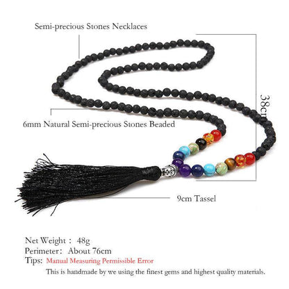 Seven Chakras Beaded Tassel Necklace - zenfulharmony.com