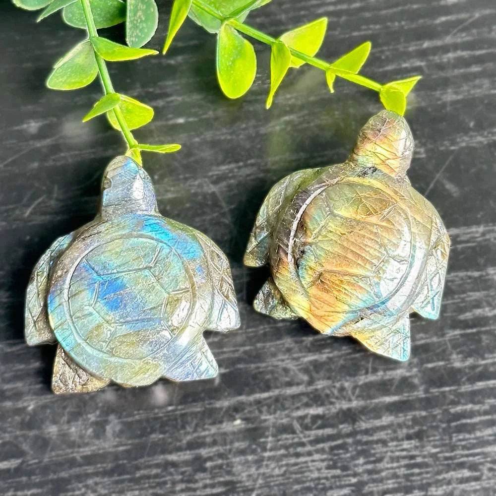 Labradorite Turtle Natural Carving CrystalReikiEnergyMeditation Stone - zenfulharmony.com