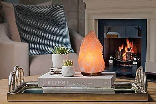 7 Inch Himalayan Salt Lamp with Dimmer Cord - Night Light Natural Crystal Rock Classic Wood Base Authentic from Pakistan - zenfulharmony.com