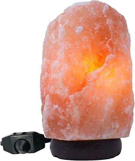 Big Himalayan Salt Lamp with Wooden Base Dimmer | Perfect for Night Light | Pink Salt Lamp | Hand Crafted Lamp with Wooden Base and Dimmer Switch | Crystal Rock Lamp - zenfulharmony.com