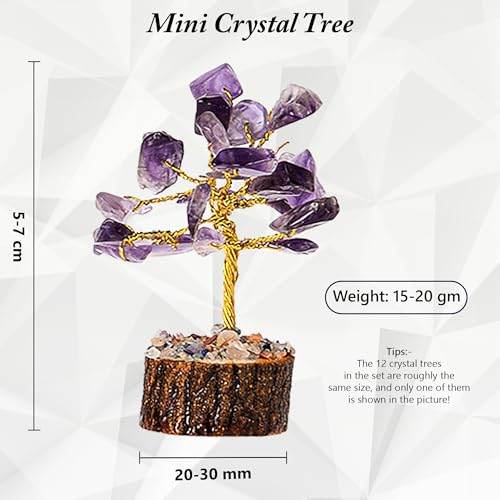 Crystal Tree Gift for Women - Set of 12 Handcrafted Tree of Life Chakra Healing Crystals & Stones for Positive Energy, Good Luck - Perfect Home and Office Decor - Birthday Gifts for Mom & Dad - zenfulharmony.com