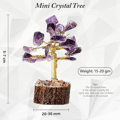 Crystal Tree Gift for Women - Set of 12 Handcrafted Tree of Life Chakra Healing Crystals & Stones for Positive Energy, Good Luck - Perfect Home and Office Decor - Birthday Gifts for Mom & Dad - zenfulharmony.com