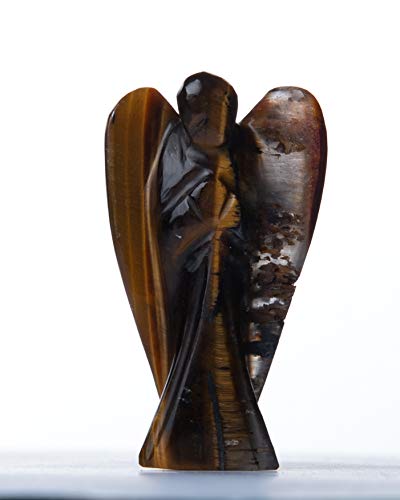 Wonder Care Pocket Guardian Angel Tiger Eye Crystal Natural Gemstone Reiki Healing Energy Carved Statue Figurines (1.5"-2.0") (Pack of 2) - zenfulharmony.com