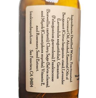Frankie & Myrrh Spray The B Away | Bergamot, Lavender, Geranium, Frankincense Essential Oil Light Perfume | Aromatherapy for Irritability, Relaxation and Emotional Balance | Room/Linen Spray - zenfulharmony.com