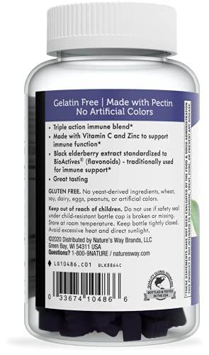 Nature’s Way Sambucus Elderberry Immune Gummies, Daily Immune Support for Kids and Adults*, with Vitamin C, Vitamin D3, Zinc, Gluten Free, Vegetarian, 60 Gummies (Packaging May Vary) - zenfulharmony.com