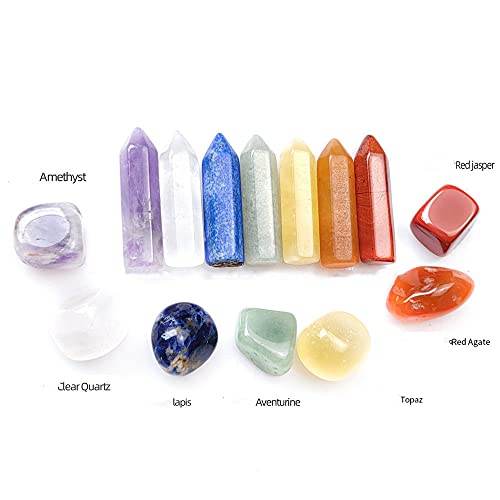 Chakra Crystal Stones Healing Kit, Healing Crystal Wands Crystals Points Reiki, 7 Chakra Set Tumbled Stones Reiki Chakra Meditation Therapy - zenfulharmony.com