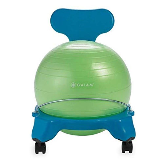 Gaiam Kids Balance Ball Chair - Classic Children's Stability Ball Chair, Alternative School Classroom Flexible Desk Seating for Active Students with Satisfaction Guarantee, Blue/Green - zenfulharmony.com
