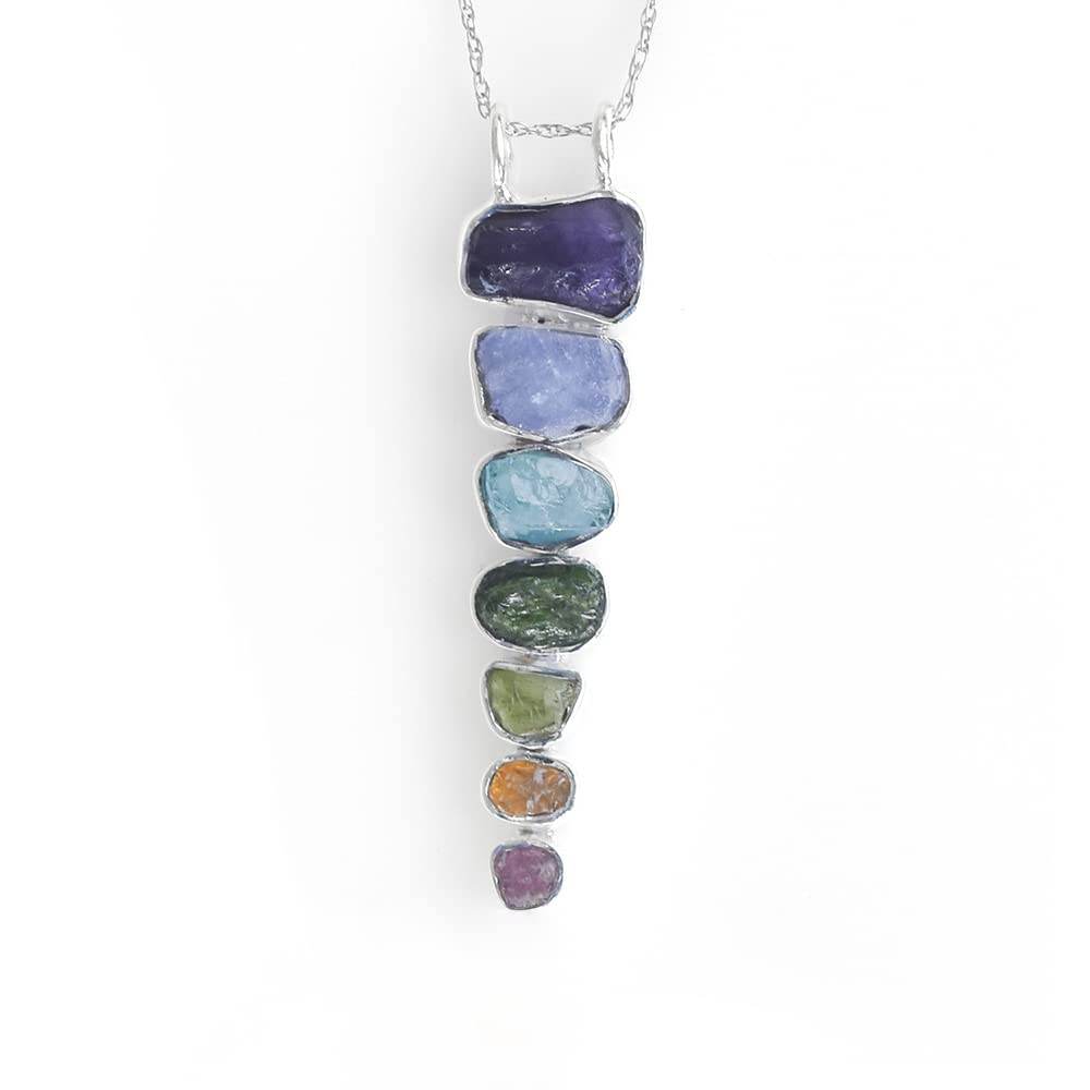 YoTreasure Chakra Healing Gemstone Solid 925 Sterling Silver Chain Pendant Necklace Jewelry - zenfulharmony.com