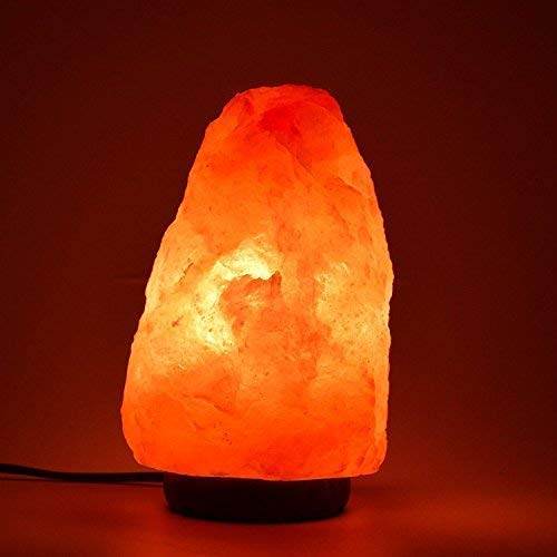 7 Inch Himalayan Salt Lamp with Dimmer Cord - Night Light Natural Crystal Rock Classic Wood Base Authentic from Pakistan - zenfulharmony.com