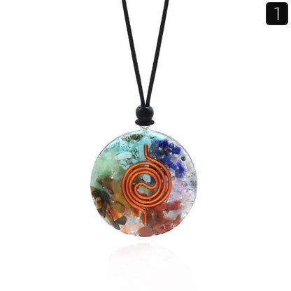 Orgonite Chakra Pendant with 7 Types of Natural Crystals