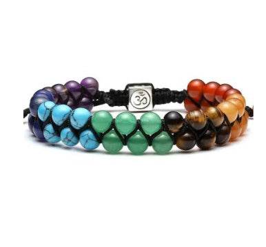 SevenChakra Natural Stone Handmade Braided Double Layer Lava Bracelets - zenfulharmony.com