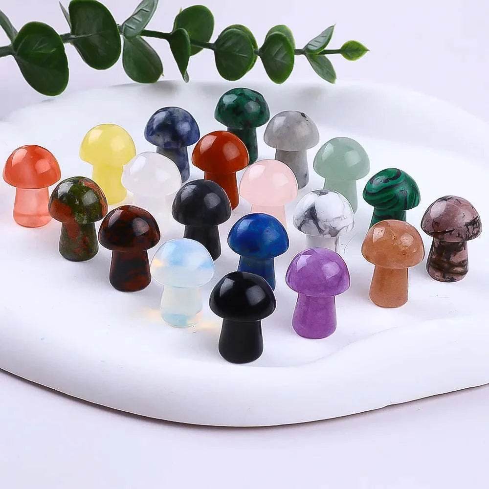 10 pcs Mini Mushroom Figurine Garden Decoration crystal Mineral Craft Natural Stone Healing specimen , meditation Home Decor - zenfulharmony.com