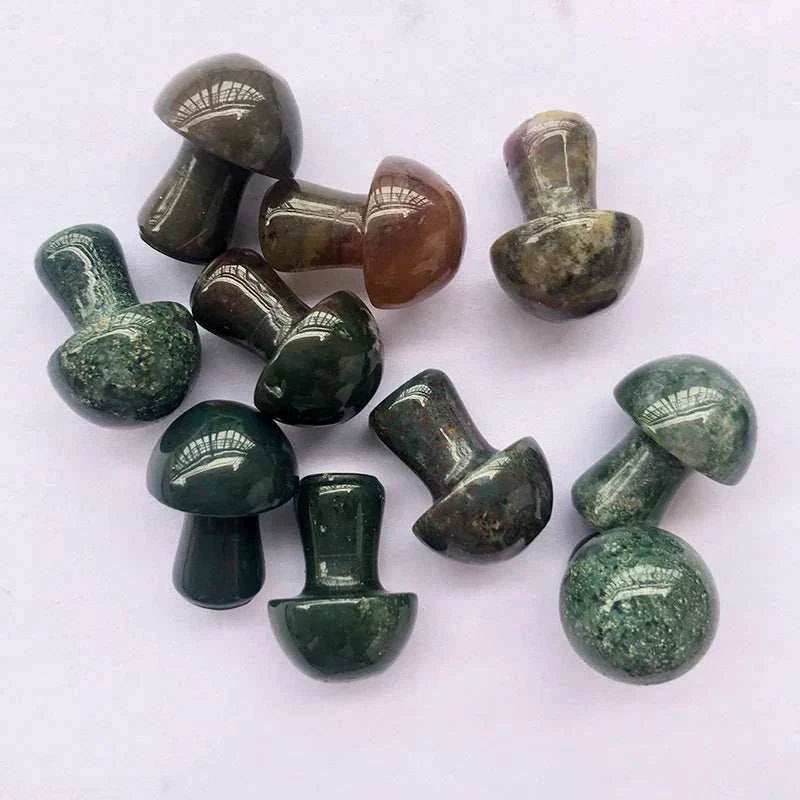 10 pcs Mini Mushroom Figurine Garden Decoration crystal Mineral Craft Natural Stone Healing specimen , meditation Home Decor - zenfulharmony.com