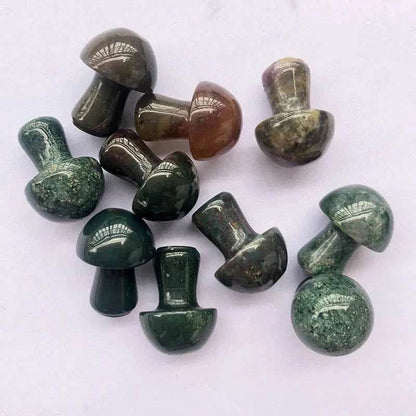 10 pcs Mini Mushroom Figurine Garden Decoration crystal Mineral Craft Natural Stone Healing specimen , meditation Home Decor - zenfulharmony.com