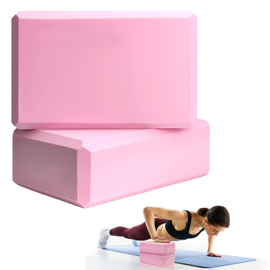 2 Pcs Yoga Blocks, 9"x6"x3" Foam Blocks Yoga Props for Pilates Stretching and Meditation Exercise Blocks Lightweight Yoga Essentials (Pink, normal) - zenfulharmony.com
