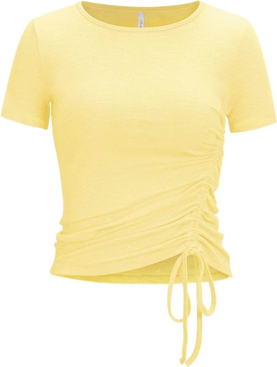 Womens Long/Short Sleeve Workout Tops Ruched Side Yoga Atheltic Shirt Slim Fitted - zenfulharmony.com