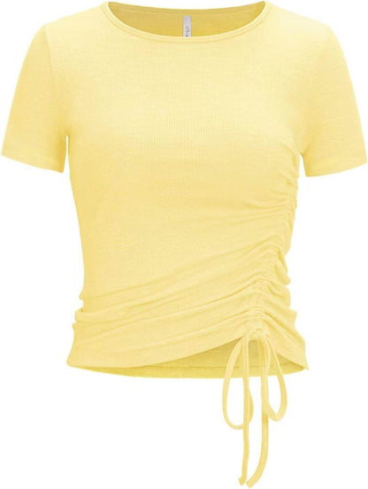 Womens Long/Short Sleeve Workout Tops Ruched Side Yoga Atheltic Shirt Slim Fitted - zenfulharmony.com